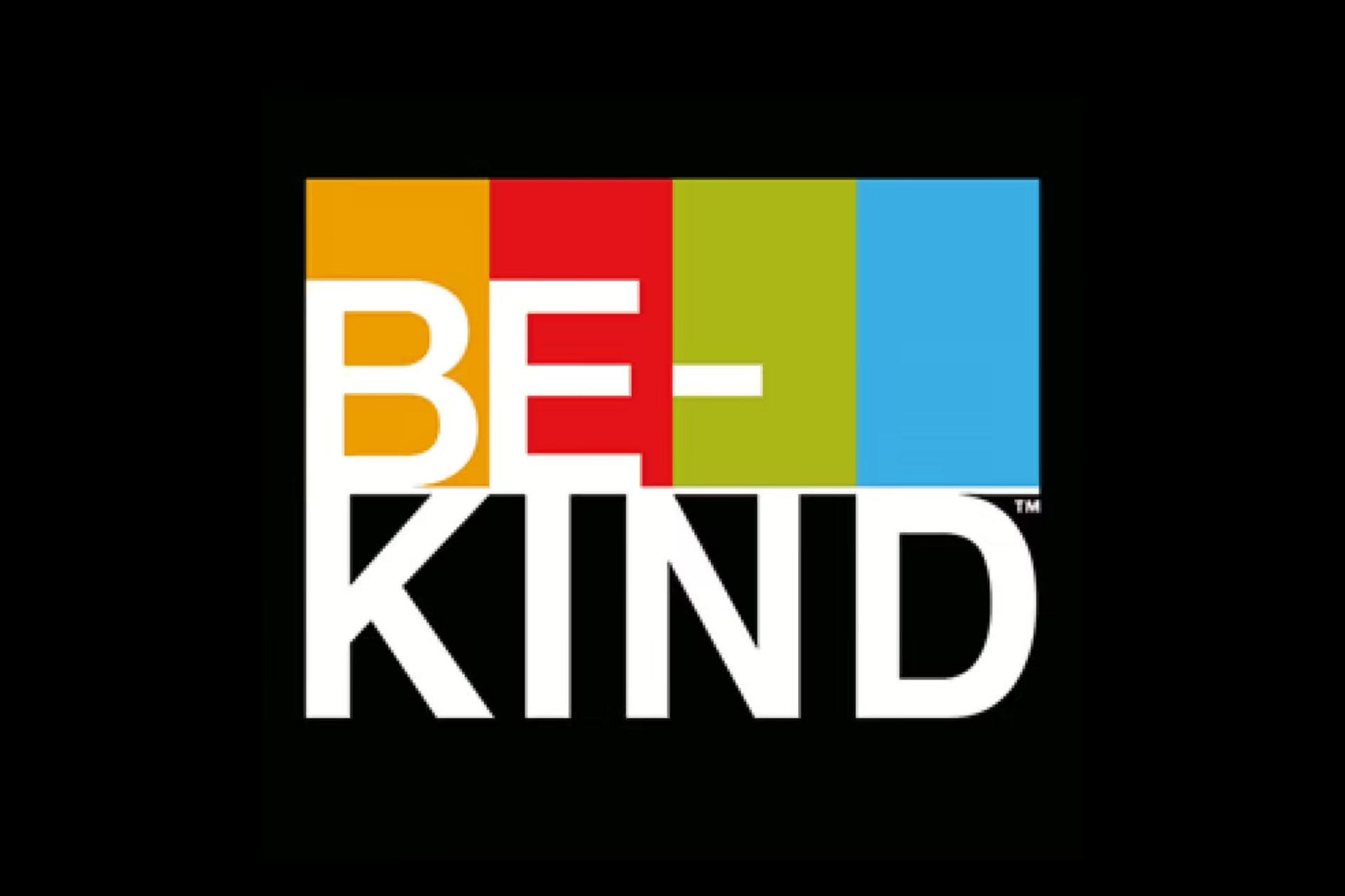 BE-KIND Logo auf schwarzem Hintergrund