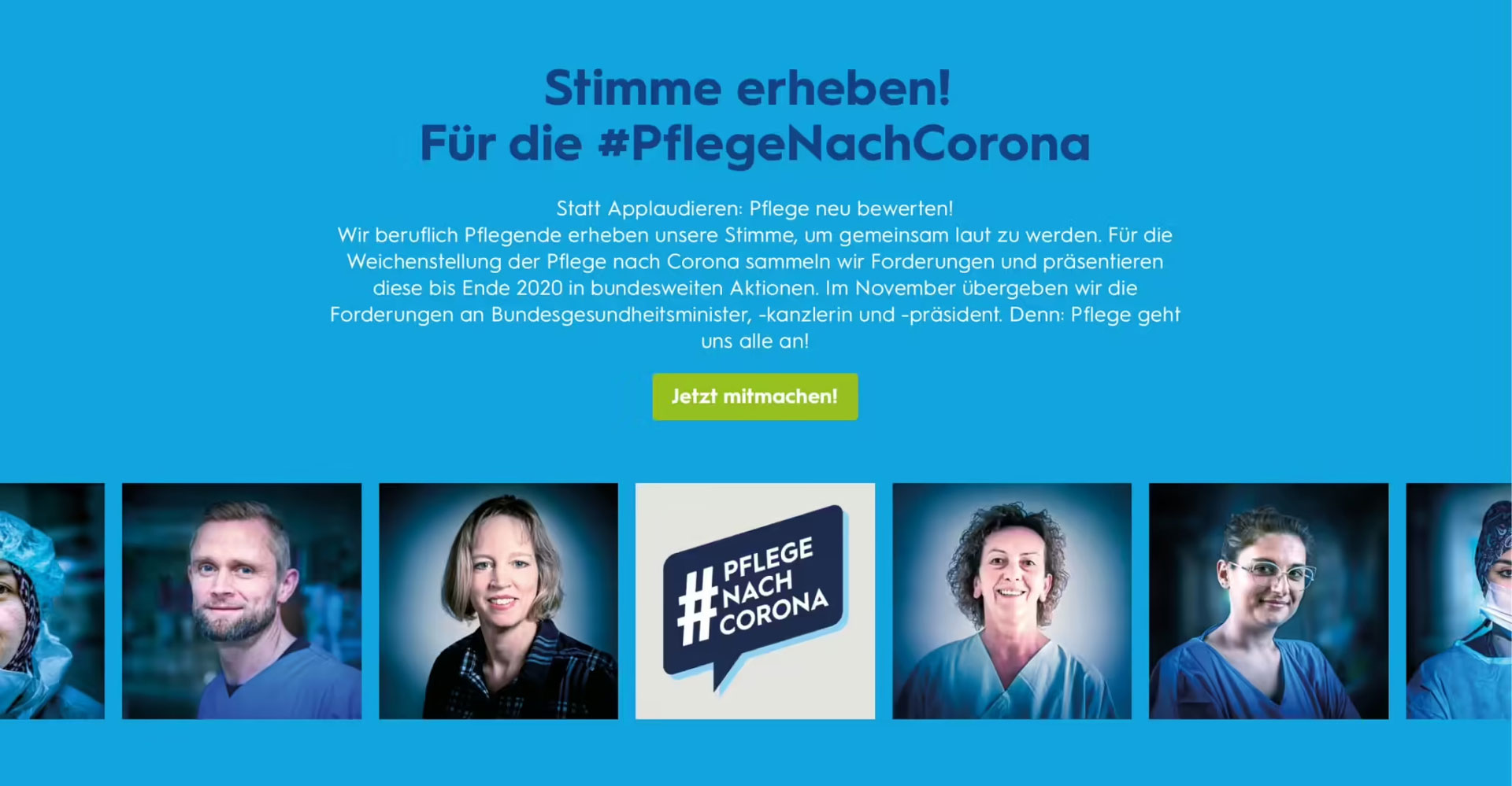 Grafik: Pflegekräfte rufen unter dem Motto #PflegeNachCorona zu politischem Handeln auf und fordern bessere Bedingungen in der Pflege.