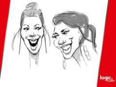 Die digitale Karikatur zeigt den personalisierten Output der Tablet Aktion. Digitale Karikatur als Ergebnis der JTI Logic Curv Tablet Aktion