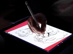 Die Tablet Mechanik führt den Gast in eine digitale Karikatur Interaktion. Digitale Karikatur entsteht auf einem Tablet bei der Logic Curv Promotion